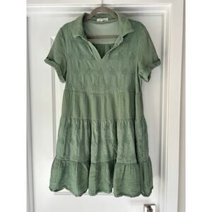 Indigo Soul Sage Green Boho Mini Dress Size XL EUC